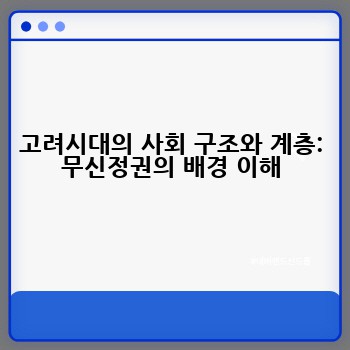 고려시대의 사회 구조와 계층: 무신정권의 배경 이해