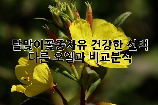 달맞이꽃종자유, 건강한 선택? 다른 오일과 비교분석!